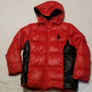Polo by Ralph Lauren down puffer coat red & black